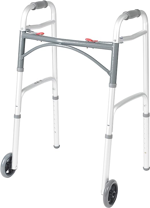 Photo 1 of                                                    Drive Medical 10210-1 Deluxe 2-Button Folding Walker with Wheels
