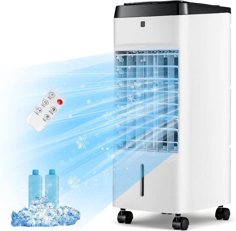 Photo 3 of 24" Evaporative Air Cooler & Mini Portable Air Conditioner, Personal AC Cooling Fan for Room Office Camping, Mini Portable Air Conditioner Ice Cubes