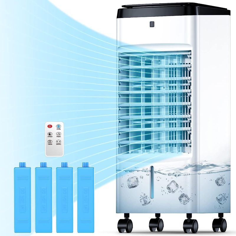 Photo 4 of 24" Evaporative Air Cooler & Mini Portable Air Conditioner, Personal AC Cooling Fan for Room Office Camping, Mini Portable Air Conditioner Ice Cubes