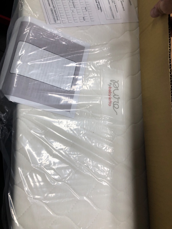 Photo 1 of Babyletto Pure Core Mini Crib Mattress, Hybrid Waterproof Cover, Lightweight, Greenguard Gold Certified