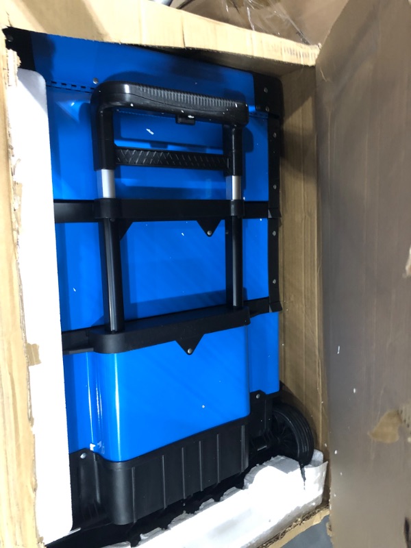 Photo 2 of BIG RED TRJF-C305ABD Torin Garage Workshop Organizer: Portable Steel and Plastic Stackable Rolling Upright Trolley Tool Box with 3 Drawers, BLUE