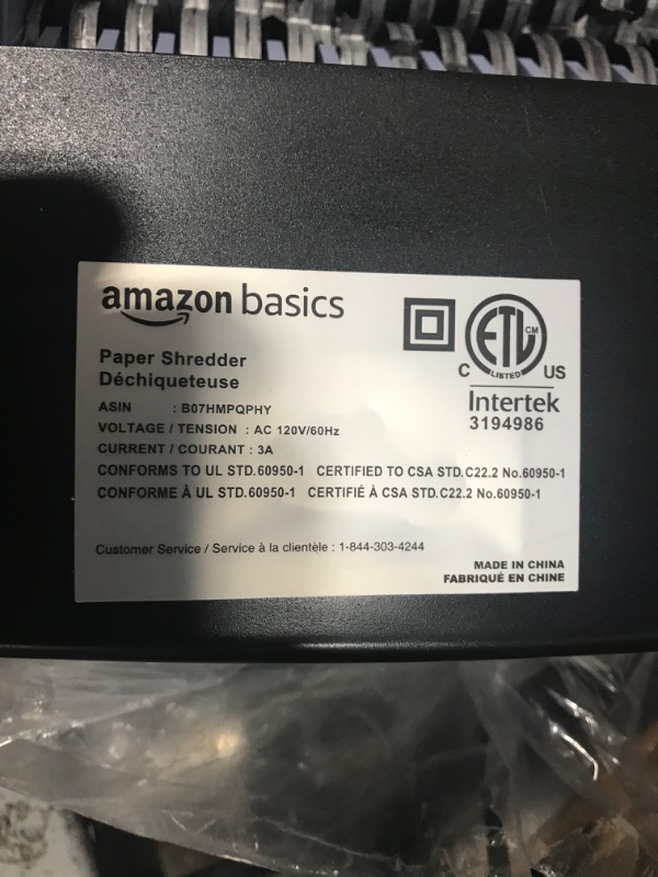 Photo 8 of Amazon Basics 12-Sheet Cross-Cut Paper and Credit Card Home Office Shredder