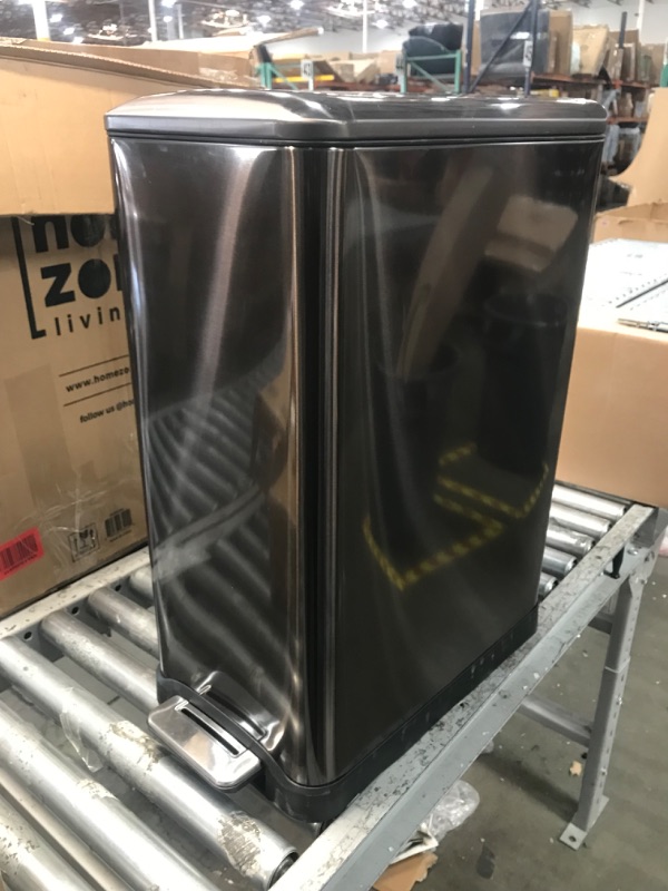 Photo 2 of **MINOR DENTS**Home Zone Living 13 Gallon Dual Compartment Kitchen Trash Can, 50 Liter, Black