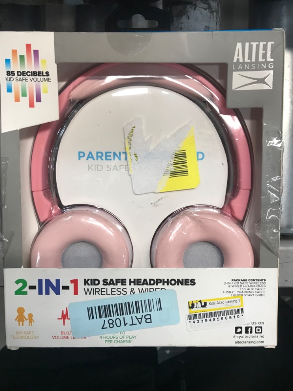 Photo 3 of Kid Safe 2-In-1 Bluetooth and Wired Headphones (MZX250) Pink