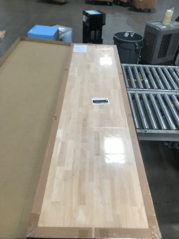 Photo 2 of 8 ft. L x 25 in. D Unfinished Hevea Solid Wood Butcher Block Countertop With Square Edge
