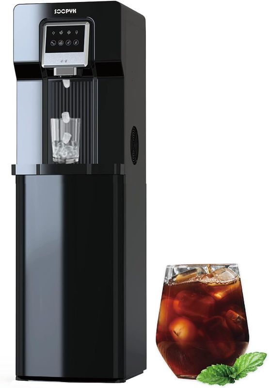 Photo 1 of SOOPYK Bottom Loading Water Dispenser Cooler with Ice Maker 27lbs Daily Capability Without HOT Water Black
