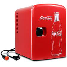 Photo 1 of Coca-Cola Classic Coke Bottle 4L Mini Fridge w/ 12V DC and 110V AC Cords, 6 Can Portable Cooler, Personal Travel Refrigerator for Snacks Lunch Drinks Cosmetics, Desk Home Office Dorm, Red
