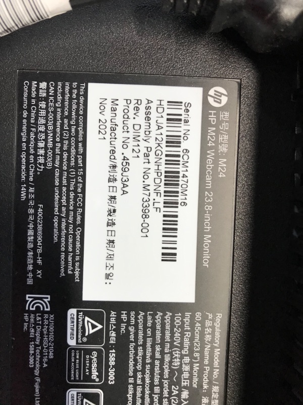 Photo 6 of HP M24 Webcam-Monitor, 1080p IPS Display, 75Hz Refresh Rate, 23.8' Computer-Screen, 5MP-Camera with 2 Mics & Speakers, Always-On Blue Light Filter, Adjustable Stand, USB-C & HDMI, VESA-Mounting (2022)
