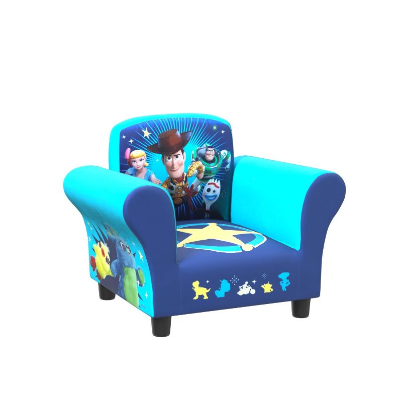 Photo 1 of Delta Children Upholstered Chair, Disney/Pixar Toy Story 4 for Bedroom with Arm Rest, Cushion Availability, Wood/UrethaneFoam/Polyester
