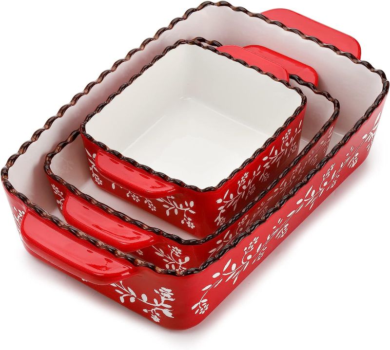 Photo 1 of **missing larger pan of 3**
AVLA 3 Pack Ceramic Bakeware Set, Porcelain Rectangular Baking Dish Lasagna Pans for Cooking, Kitchen, Casserole Dishes