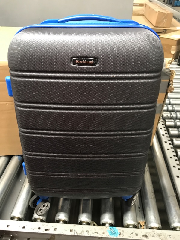 Photo 5 of (damage) Rockland Melbourne Hardside Expandable Spinner Wheel Luggage, Grey, Carry-On 20-Inch