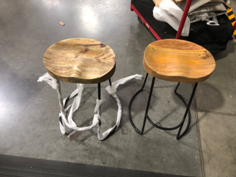 Photo 5 of ***DAMAGED - SEE NOTES***
The URBAN PORT Brown and Black Small Wooden Saddle Barstool Pack of 2