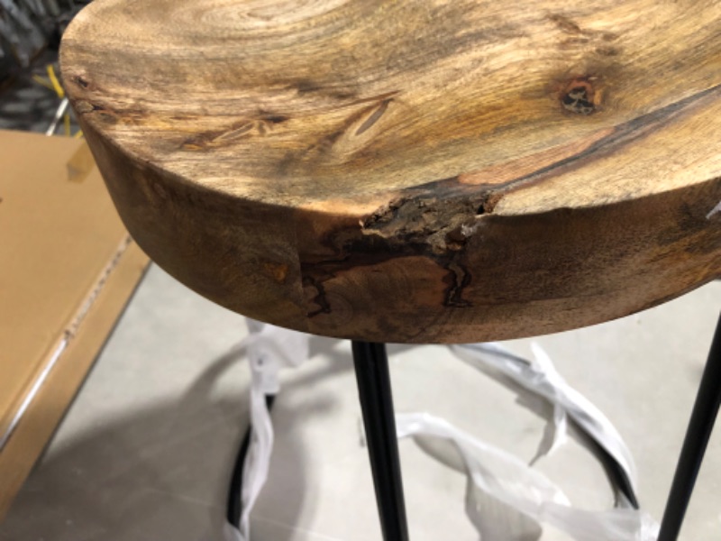 Photo 1 of ***DAMAGED - SEE NOTES***
The URBAN PORT Brown and Black Small Wooden Saddle Barstool Pack of 2