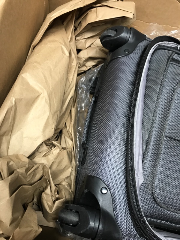 Photo 3 of (damage)SwissGear Sion Softside Expandable Roller Luggage, Dark Grey, Checked-Medium 25-Inch Checked-Medium 25-Inch Dark Grey