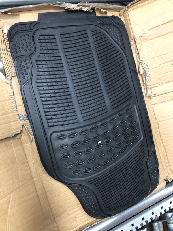 Photo 2 of BDK 3-Row ProLiner Original Heavy Duty 4pc Front & Rear Rubber Floor Mats for Car SUV Van (Fits 3rd Row Vehicles) - All Weather Protection Universal Fit (Black)