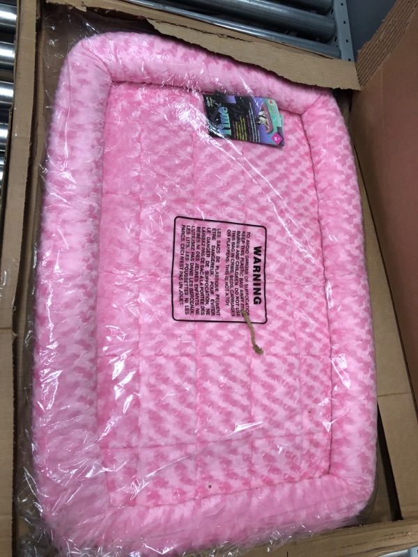 Photo 2 of 36L-Inch Pink Dog Bed or Cat Bed w/ Comfortable Bolster | Ideal for Medium / Large Dog Breeds & Fits a 36-Inch Dog Crate | Easy Maintenance Machine Wash & Dry | 1-Year Warranty Blush Pink 36-Inch