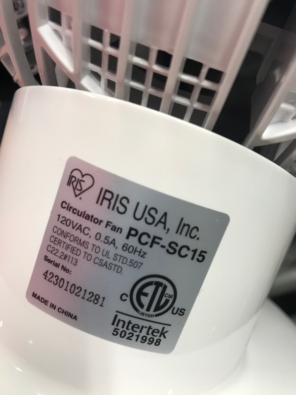 Photo 3 of ***REMOTE IS MISSING***
IRIS USA WOOZOO Oscillating Fan, Vortex Fan, Remote Equipped 4-in-1 Fan w/ Timer/ Multi Oscillation/ Air Circulator/ 5 Speed Settings, 82ft Max Air Distance, Medium, White White Medium AC Motor