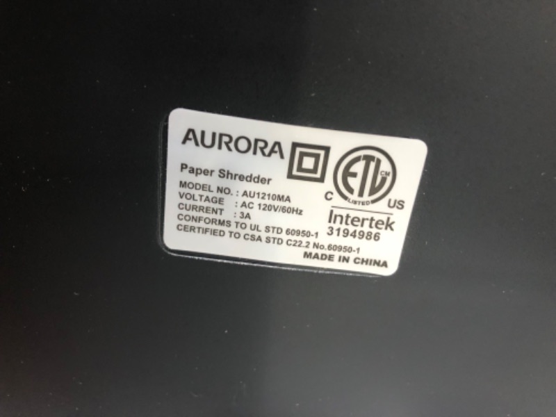 Photo 4 of Aurora AU1210MA Professional Grade High Security 12-Sheet Micro-Cut Paper/CD and Credit Card/ 60 Minutes Continuous Run Time Shredder
