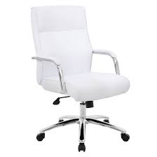 Photo 1 of Stock photo for reference-White Leather & Chrome Ergonomic Office Chair w/ Classic Design
