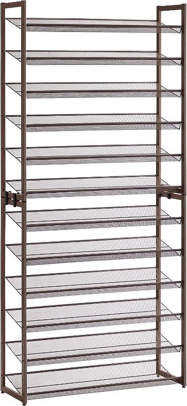 Photo 1 of 
SONGMICS Shoe Rack, 12-Tier Tall Metal Shoe Storage Organizer for Closet, Entryway, Garage, Set of 2 6-Tier Big Stackable Shoes Rack Shelf, Adjustable Feet,...
Color:Bronze