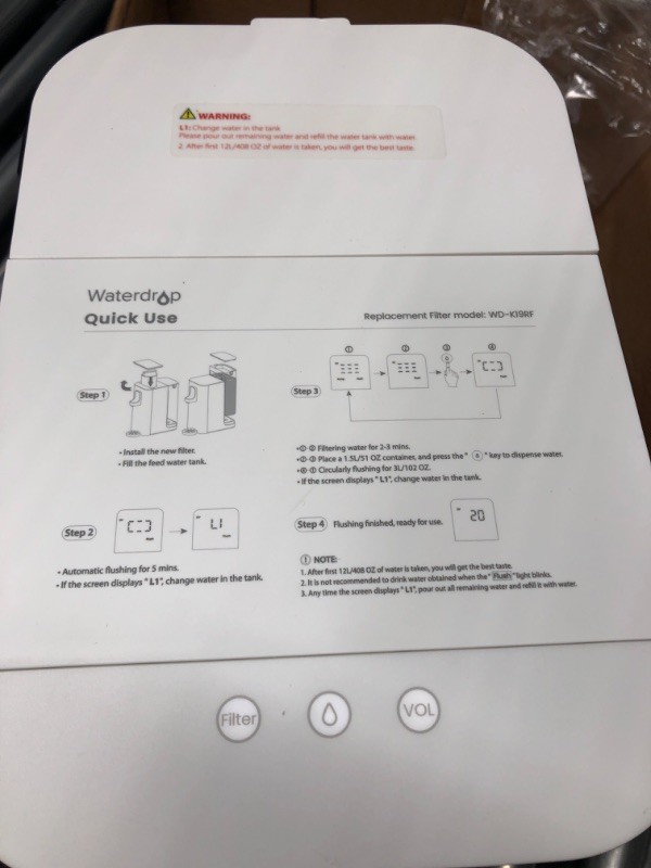 Photo 3 of (PARTS ONLY)Waterdrop Reverse Osmosis System Countertop, 4-Stage Countertop RO Water Filter System, Countertop Water Filtration System, 3:1 Pure to Drain, BPA Free, No