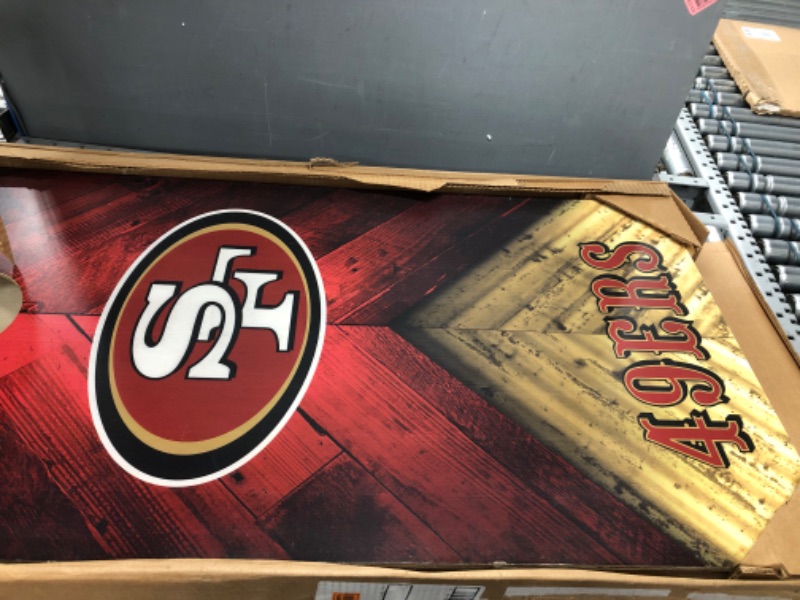 Photo 2 of Wild Sports NFL Football 2' x 4' Regulation Size Solid Wood Cornhole Set with Direct Print HD Team Graphics Great Gift for Any Football Fan! Bean Bag Toss Family Outdoor Game San Francisco 49ers