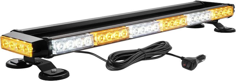 Photo 1 of Rooftop Safety Flashing 56 LED Amber White Emergency Light Bar for Construction Vehicles Tow Trucks Snow Plows, WOWTOU Strong Magnetic Strobe Beacon Lights
