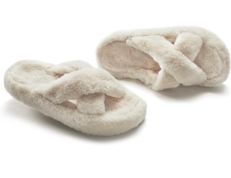 Photo 1 of JABASIC Women Cross Band Slippers Orthopedic Slides with Arch Support Faux Fur slides House Slipper Indoor Outdoor SIZE 10