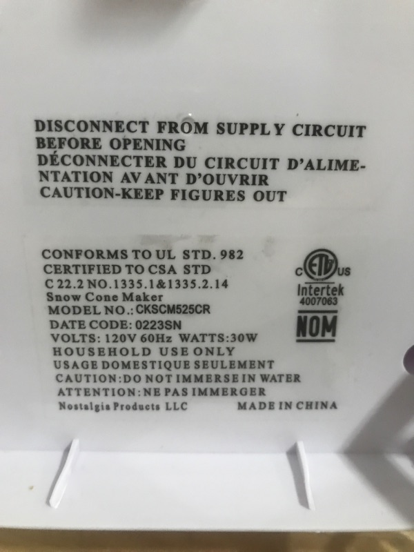 Photo 3 of ***UNABLE TO TEST*** Nostalgia SCM550COKE Coca-Cola Countertop Snow Cone Maker Makes 20 Icy Treats, Includes 2 Reusable Plastic Cups & Ice Scoop – White/Red Original Snow Cone Maker