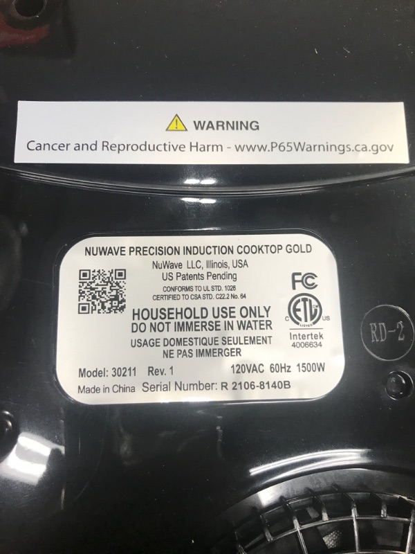 Photo 2 of ***POWERS ON*** NUWAVE Gold Precision Induction Cooktop, Portable, Powerful with Large 8” Heating Coil, 100°F to 575°F, 3 Wattage Settings 600, 900, and 1500 Watts, 12” Heat-Resistant Cooking Surface