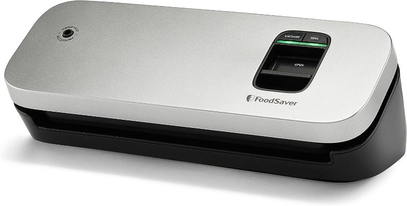 Photo 1 of ***UNABLE TO TEST*** FoodSaver Space Saving Vacuum Sealer Machine with Sealer Bags and Roll for Airtight Food Storage and Sous Vide, Silver