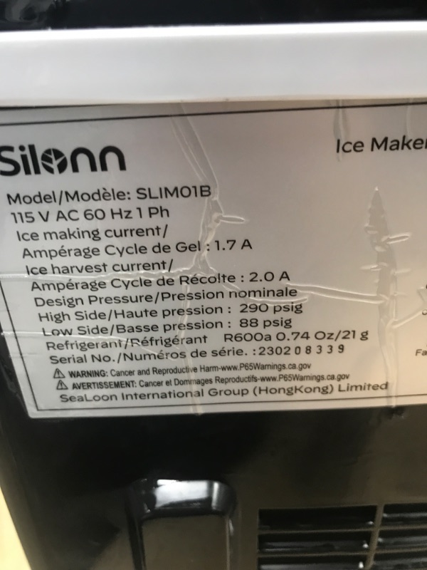 Photo 2 of ***POWERS ON*** Silonn Ice Maker Countertop, 9 Cubes Ready in 6 Mins, 26lbs in 24Hrs, Self-Cleaning Ice Machine with Ice Scoop and Basket, 2 Sizes of Bullet Ice for Home Kitchen Office Bar Party
