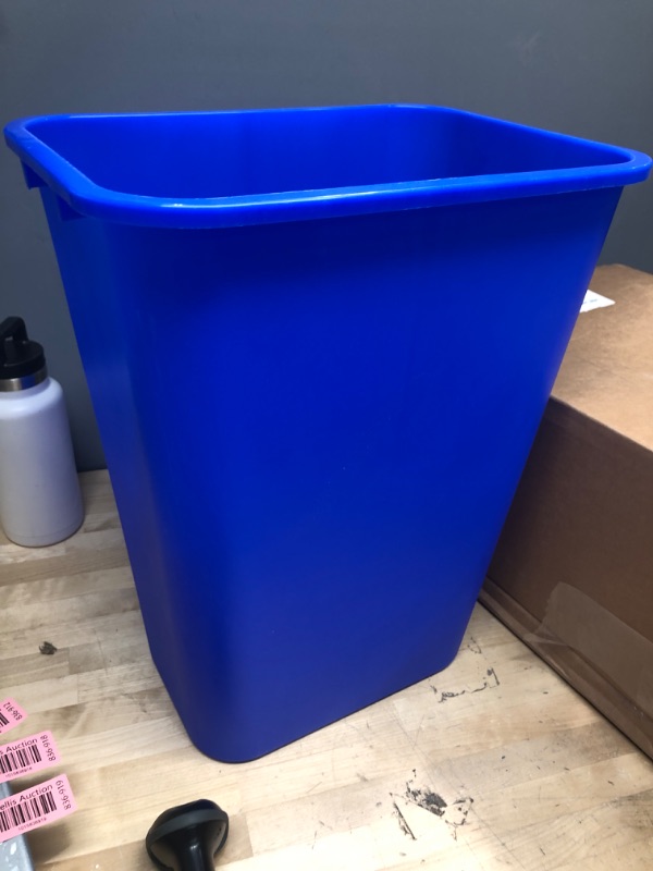 Photo 2 of AmazonCommercial 10 Gallon Commercial Office Wastebasket, Blue, w/ Recycle Logo, 1-pack BLUE 10 GALLON 1 pack