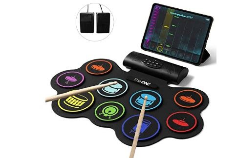 Photo 1 of The ONE Electronic Drum Set 9 Pads Roll Up Drum Kit With Free App, Dual Built-in Speakers, Drum Sticks, Drum Pedals, Bluetooth MIDI