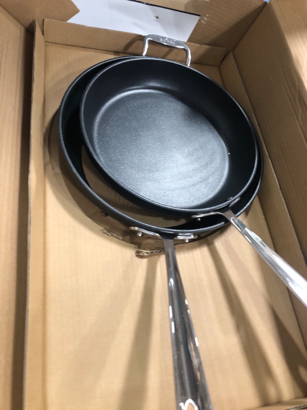 Photo 2 of **SMALL DENTS AND SCRAPES** All-Clad E1002S63 HA1 Hard Anodized Nonstick Fry Pan Cookware Set, 10 Inch and 12 Inch Fry Pan, 2 Piece, Grey 10-Inch and 12-Inch