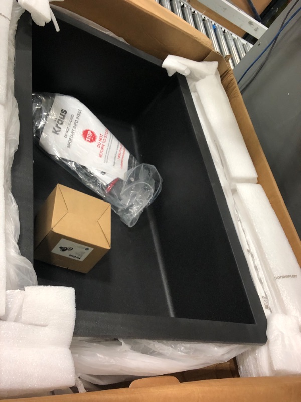 Photo 1 of **MINOR DAMAGE**
KRAUS Forteza™ 32” Undermount Single Bowl Granite Kitchen Sink in Black, KGU-55BLACK Black 31.75 Undermount