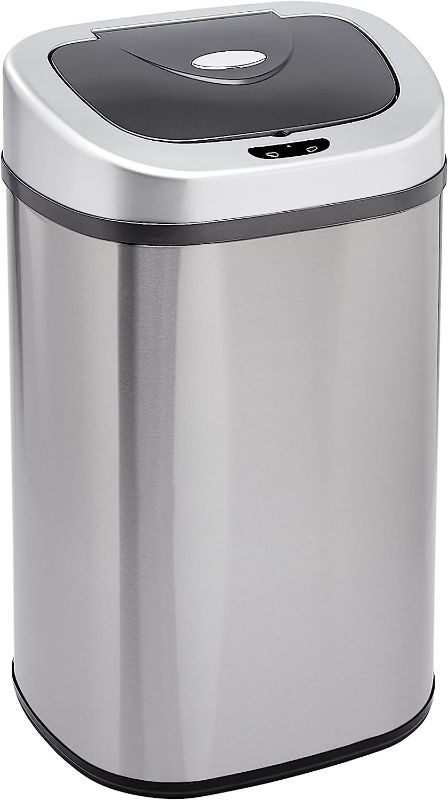 Photo 1 of Amazon Basics Automatic Hands-Free Stainless Steel D-Shaped Trash Can, 80 Liters