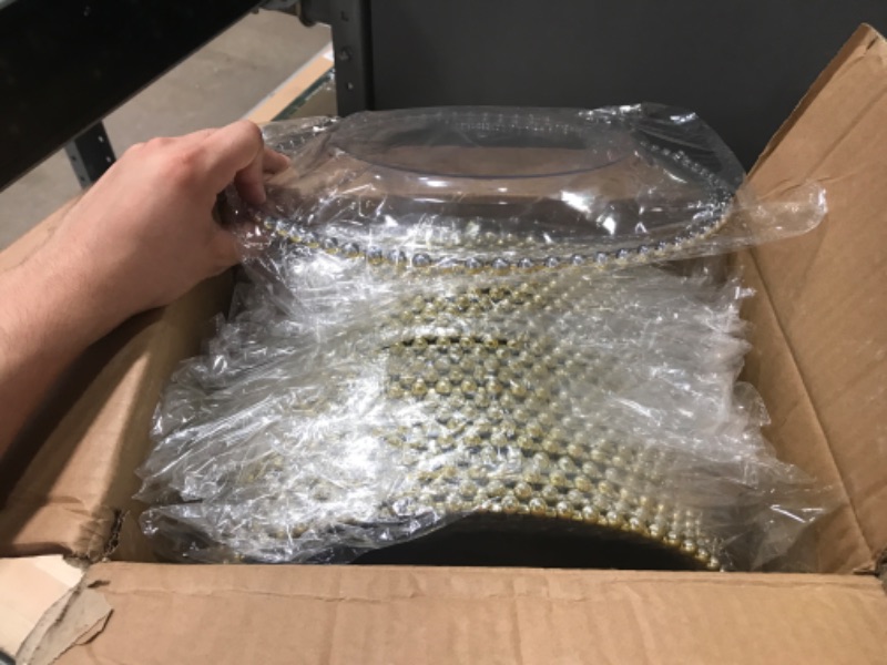 Photo 1 of 25 Pcs Clear Charger Plates 13 Inch Plastic Round Dinner Plate with Gold Beaded Rim Dinner Table Decorative Plate for Wedding Birthday Bridal Shower Party Dinner Table Decor Supplies