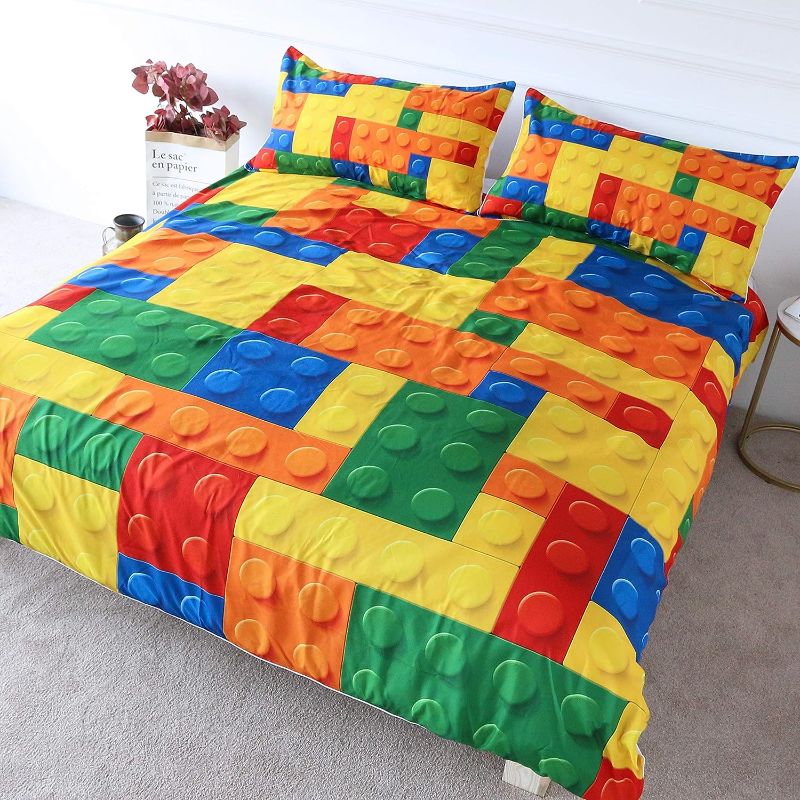 Photo 1 of 
BlessLiving Colorful Toy Bedding Building Blocks Comforter Cover Kids Bedding Twin Set for Boys Yellow Orange Green Duvet Cover 3 Pieces Fun Brick Bedspread...