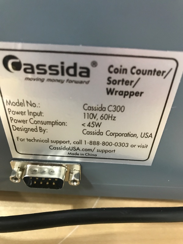 Photo 3 of POWERS ON *** Cassida C300 Professional USD Coin Counter, Sorter and Wrapper/Roller | 35% Faster Wrapping Coins with Quickload Technology | 300 Coins/Minute | Printing-Compatible | Includes 5 Wrapper Sets