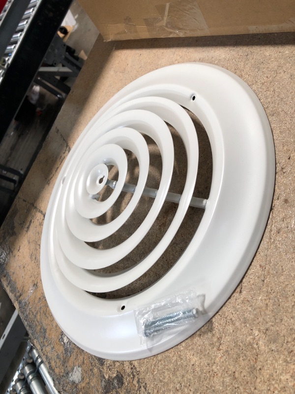 Photo 4 of 10" Round Ceiling Diffuser - Easy Air Flow - HVAC Vent Duct Cover [White] - [Outer Dimensions: 13.75"]