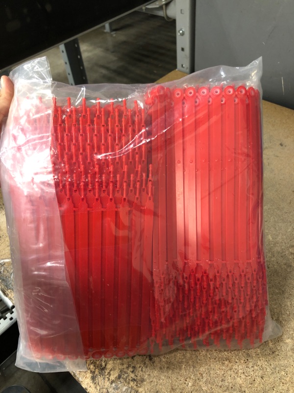 Photo 3 of ATEVtaa Red Safety Plastic Truck Seals Tamper Evident ? Use for Truck, Trailer, Numbered Sequentially Disposable Container Shipping Transport 600 Red