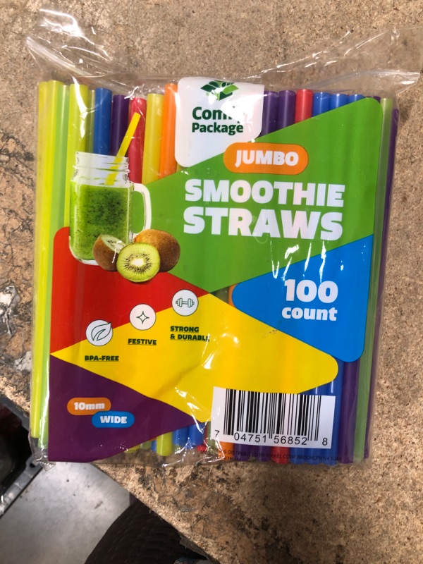 Photo 2 of [100 Count] Jumbo Smoothie Straws - 8.5" High - Assorted Colors 10 mm