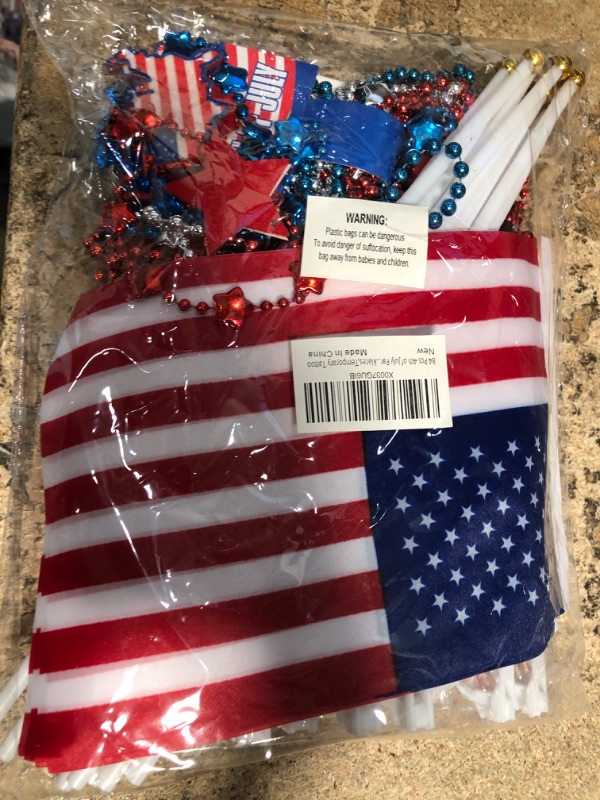 Photo 2 of 28 PCS 4th of July Accessories Party Favors, 18PCS Patriotic Star Bead Necklaces+10 PCS Temporary Tattoos Stickers for Kids Adults,July 4th/Fourth Party Favor Supplies,Independence Day Decor Accessories 18PCS necklaces+10PCS tattoos