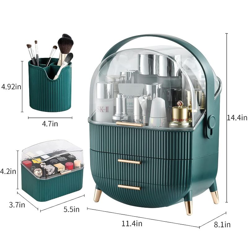 Photo 1 of 
CANITORON Makeup Storage Organizer,Cosmetics Display Case with Brush,Lipstick Organizer and Transparent Cover,SkinCare Organizers for Bathroom Countertop...