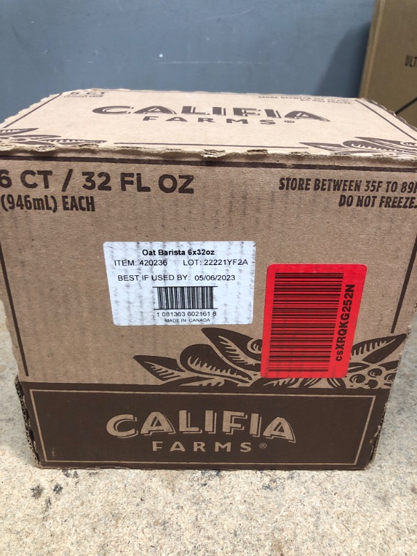 Photo 2 of 
Califia Farms - Oat Barista Blend Oat Milk, 32 Oz (Pack of 6), Shelf Stable, Dairy Free, Plant Based, Vegan, Gluten Free, Non GMO, High Calcium, Milk...Best By 5/23