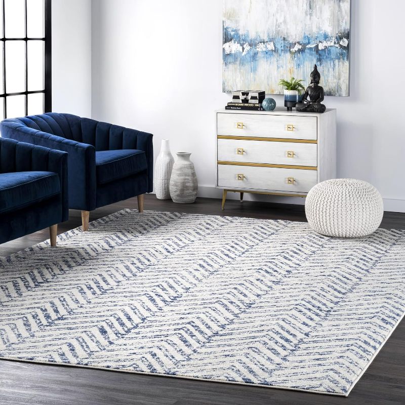 Photo 1 of 7'11'' x 9' blue and white pattern area rug 