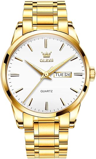 Photo 1 of (READ FULL POST) OLEVS Men's Luxury Watch Waterproof Luminous Easy Read Chronograph Watches Full Gold/White Dail/White Face with Calendar Wristwatch gold steel White face