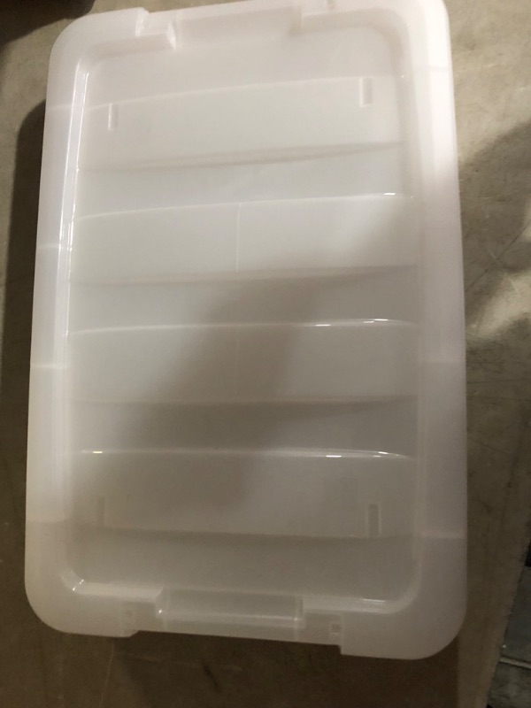 Photo 3 of ***MISSING ONE HANDLE/LATCH***
IRIS USA 12 Quart Stackable Plastic Storage Bins with Lids and Latching Buckles, 4 Pack