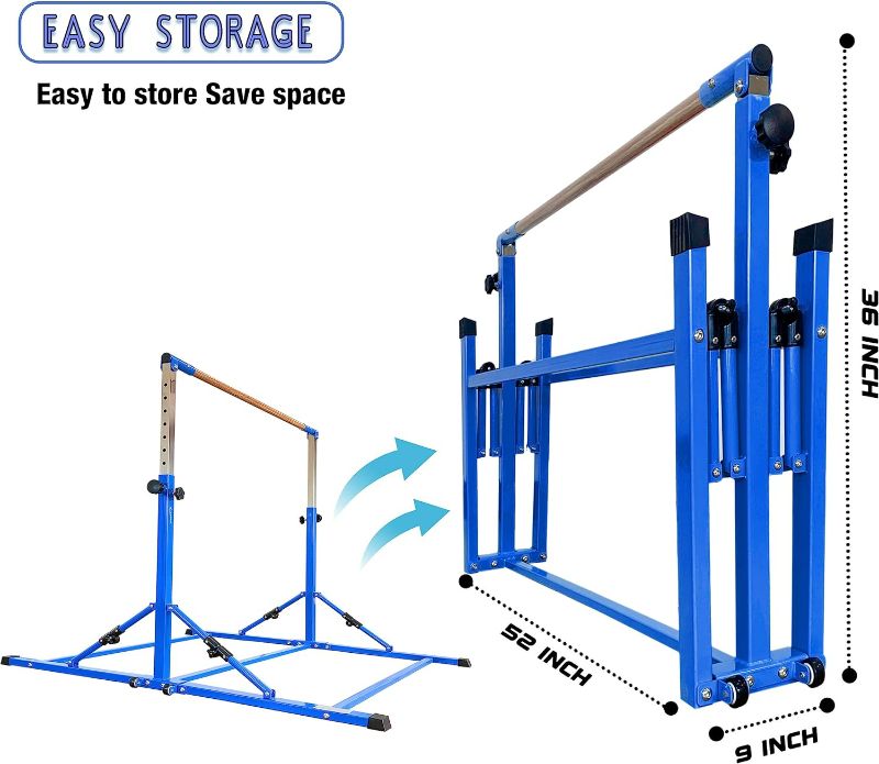 Photo 1 of (READ FULL POST) Gymnastic Bar For Kids and Teenage Ages 3-25, 5 FT / 6 FT Base Length, 5 FT / 6 FT Height, Gymnastic Kip Bar Horizontal Bar For Gymnast, Gymnastic Training Equipment For Home And Gymnastic Center Use
